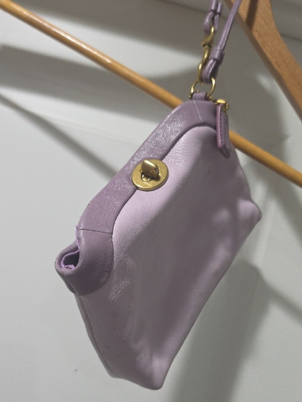 Coach Lilac Leather Wristlet Clutch with Gold Hardware - Picture 4 of 9